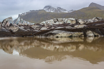 View on the Svinafellsjokull glacier tongue in Iceland