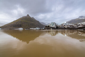 View on the Svinafellsjokull glacier tongue in Iceland