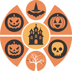 Abstract geometric shape with vibrant color accents and silhouette