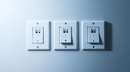 Modern light switches on a clean wall.
