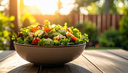 Vibrant Garden Fresh Salad Bowl, Sunlit Summer Meal