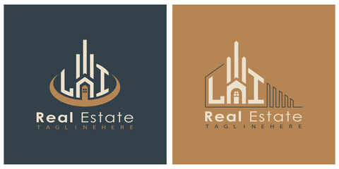 Real Estate Monogram Logo Design – Modern 2-Letter Vector Branding Series (LA to LZ)