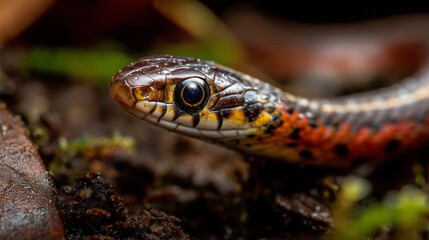 Obraz premium Baby snake learning to hunt (behavior shot