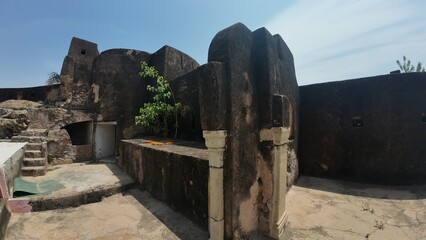 Weathered Walls of Historic Reengus Fort near Sikar in Rajasthan India