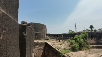 Fototapeta premium Weathered Walls of Historic Reengus Fort near Sikar in Rajasthan India