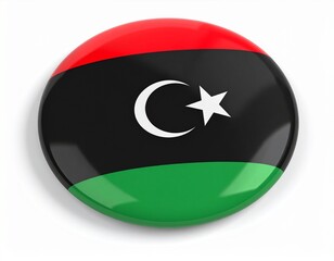 Libya Flag Button on White Background