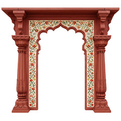 Ornate Archway With Floral Decorations Isolated On White Background Design Element