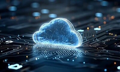 
3D cloud with a digital circuit background, data center, and cloud technology concept.

 - Powered by Adobe