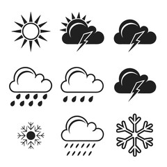 Diverse Weather Icons Collection for Forecasting and Meteorology.