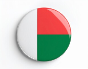 Madagascar Flag Button on White Background