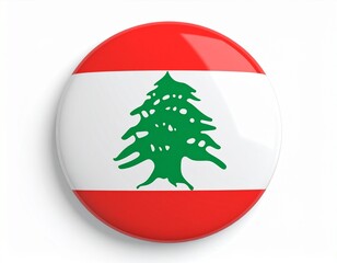 Lebanon Flag Button on White Background