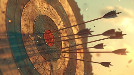 Arrows fly thick and fast towards the bullseye of a target.