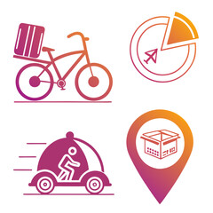 Fast Food Delivery Vehicle with Airplane and Buildings.