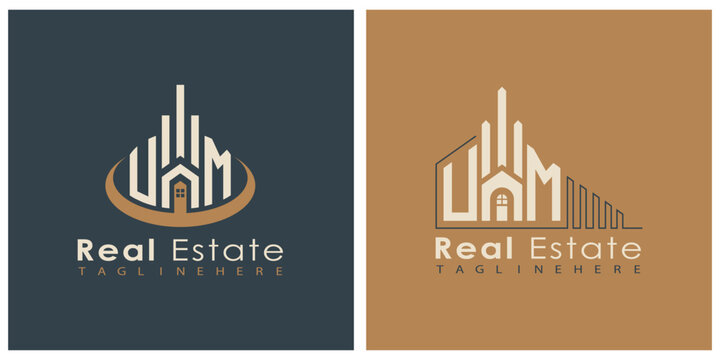 Real Estate Monogram Logo Design &ndash; Modern 2-Letter Vector Branding Series (UA to UZ)