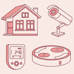Home Security and Smart Devices Illustration.