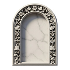 Decorative Marble Niche With Floral Ornament Isolated On White Background Render