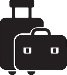 Travel Luggage and Briefcase vector Icon Minimal Travel Bag Symbol