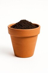 Vaso de barro com terra para plantio