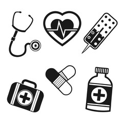 Medical Icons Set for Healthcare and Medicine.