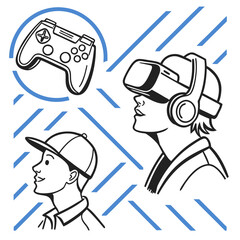 People Enjoying Virtual Reality and Gaming.