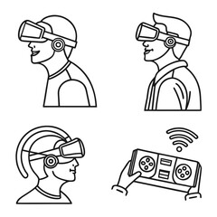 People Using Virtual Reality Headsets and Controller.