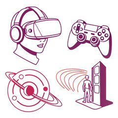 Person Wearing Virtual Reality Headset and Gaming Controller.