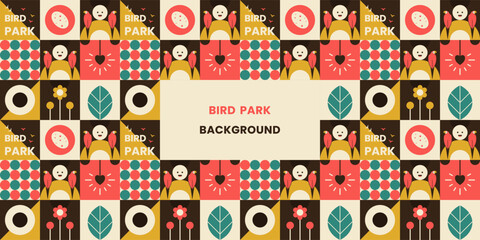 Bird Park seamless pattern Background