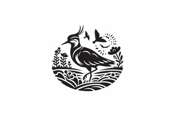 A northern Lapwing bird vector silhouettes image made by adobe illustrator.
