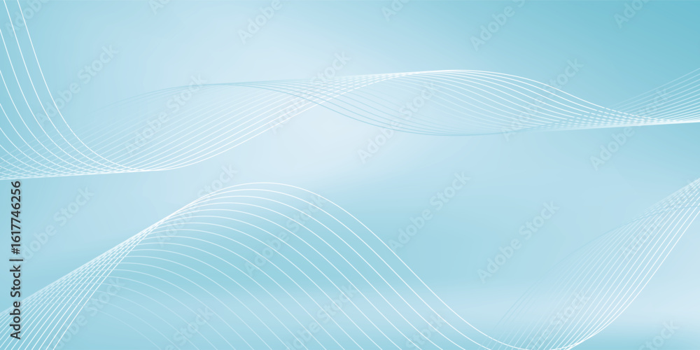 Poster shining wavy twisted lines on blue gradient background. simple abstract pattern backdrop. vector ill