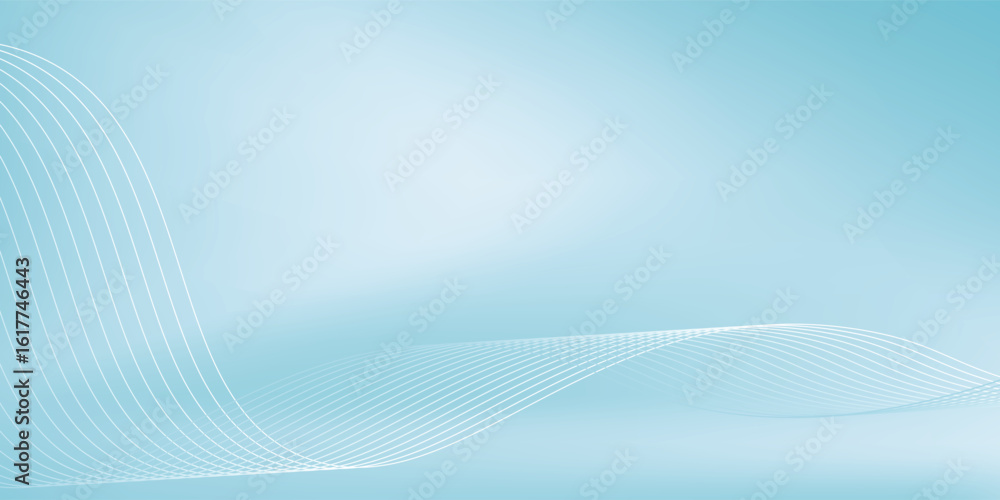Poster shining wavy twisted lines on blue gradient background. simple abstract pattern backdrop. vector ill