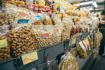 Variety of Packaged Nuts for Sale at Chiang Mai Market