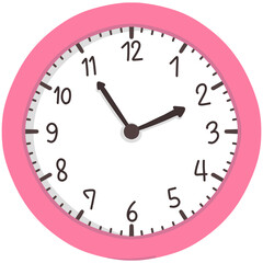 Hand drawn pink clock cartoon illustration 