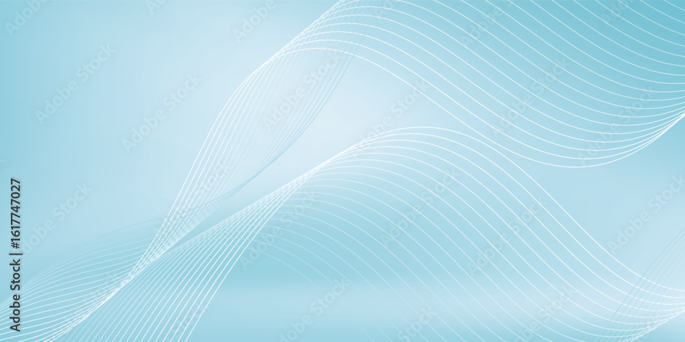 Poster shining wavy twisted lines on blue gradient background. simple abstract pattern backdrop. vector ill