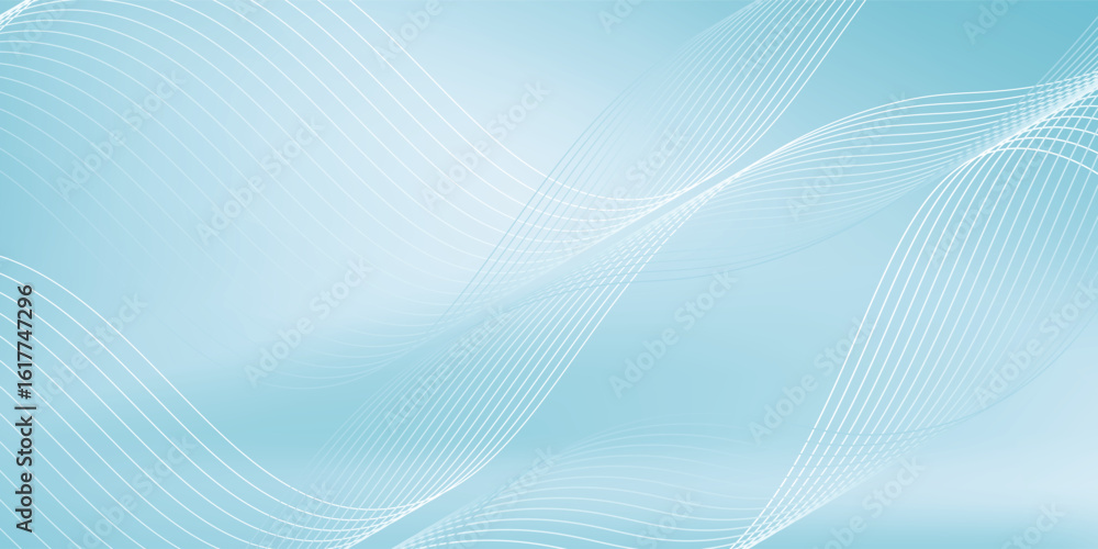 Poster shining wavy twisted lines on blue gradient background. simple abstract pattern backdrop. vector ill