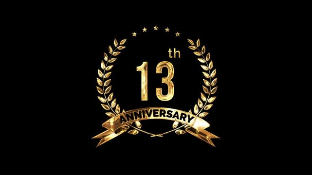 13th Anniversary Celebration. Golden 13 Year Anniversary Animation