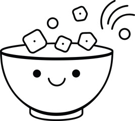 cartoon illustration of a man holding a bowl of food