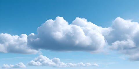Soft white clouds float gently across a bright blue sky, creating a serene atmosphere and inviting tranquility, perfect for backgrounds or nature-themed designs with copy space