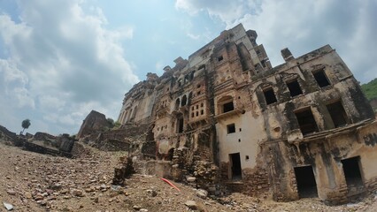 Massive Ancient Fortification Walls at Taragarh Fort, Bundi, Rajasthan