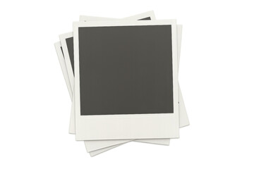 Vintage-style blank instant photo frames layering together, evoking retro photography aesthetic with space for personalized memory snapshots