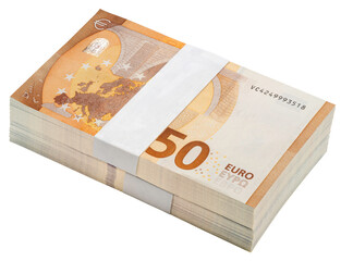 50 euro banknotes isolated on white, 50 euro banknotes isolated on white background With clipping path PNG File.