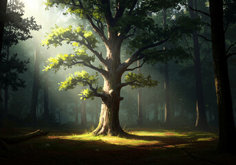 sun rays in the forest