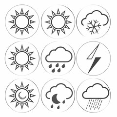 Weather Icons Collection Sun Rain Snow Moon Lightning.