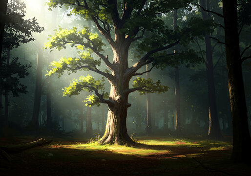 sun rays in the forest