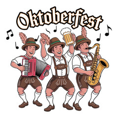 Oktoberfest Band Cartoon German Musicians, Beer, and Festival Fun