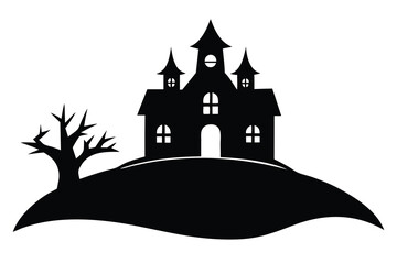 haunted hill vector icon