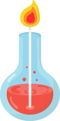 Illustration of Alchemic Flask with Fire