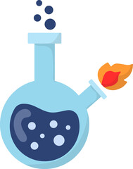 Illustration of Science Experiment with Flask and Flame