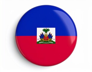 Obraz premium Haiti Flag Button on White Background
