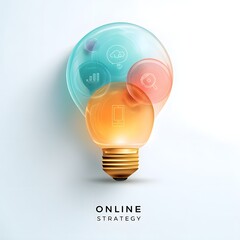 modern infographic in the shape of a glowing light bulb on a clean white background