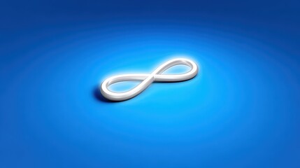 Shiny white infinity symbol with slight shadow depicted on a smooth gradient light and dark blue backdrop